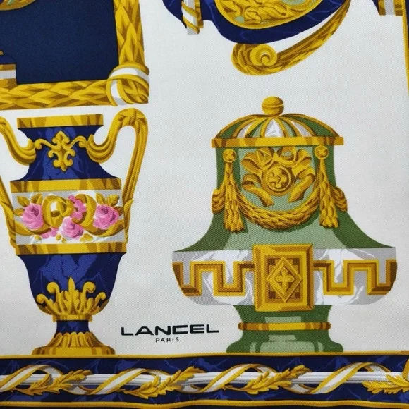 Lacel Silk Scarf with Ornate Vase Design - Picture 2 of 2
